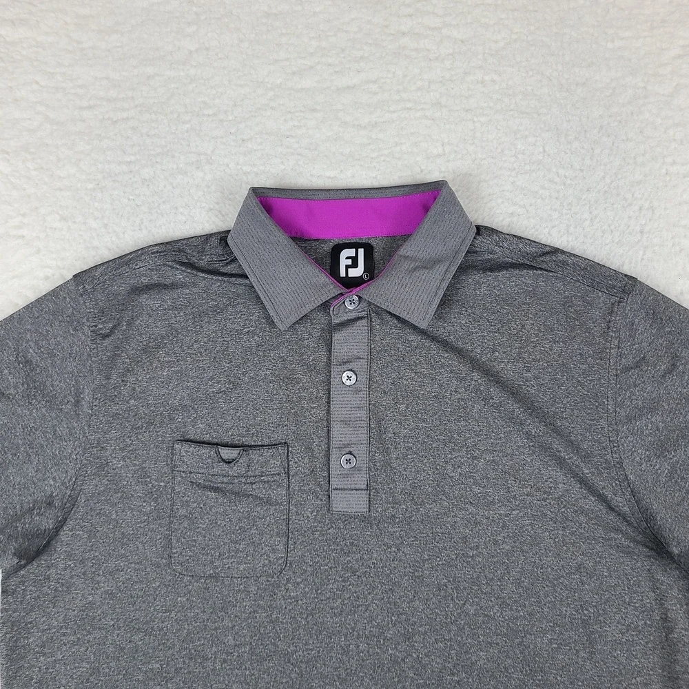 Foot Joy Polo Shirt Mens Large Dark Gray Performance FJ Golf The Rail